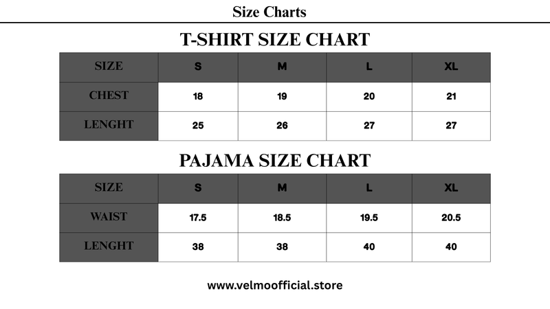 Size chart for Baby Pink With Butterfly Printed Pajama Night Suit