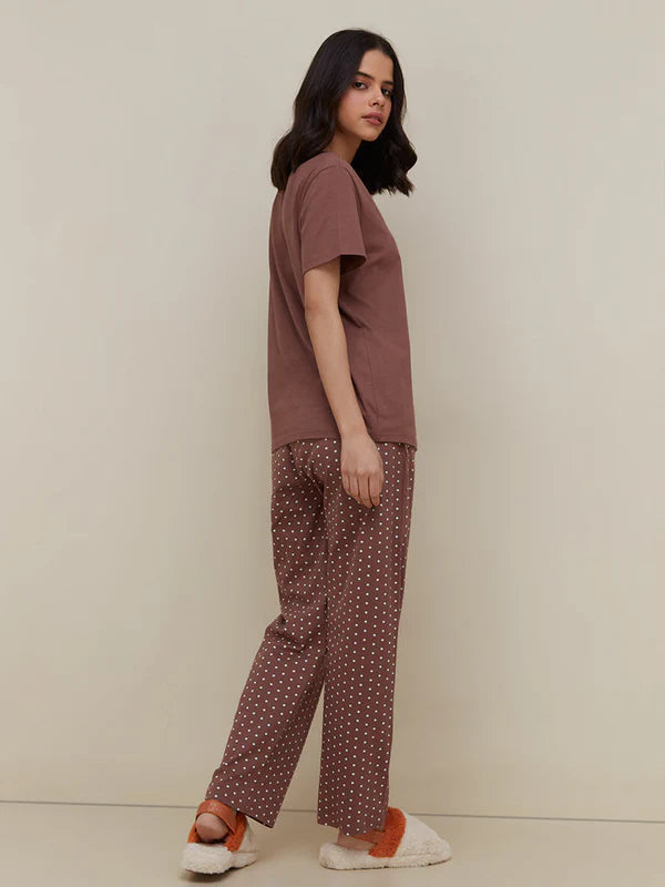 Brown Butterfly Printed Night Suit VELMO