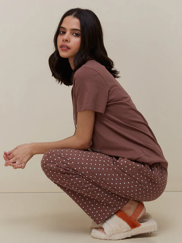 Brown Butterfly Printed Night Suit VELMO