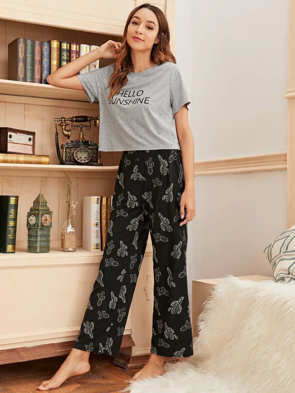 Hello Sunshine Printed Night Suit VELMO