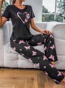 Butterfly heart Printed Night Suit