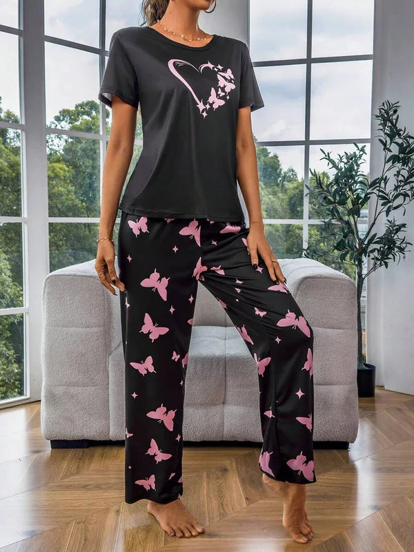 Butterfly heart Printed Night Suit