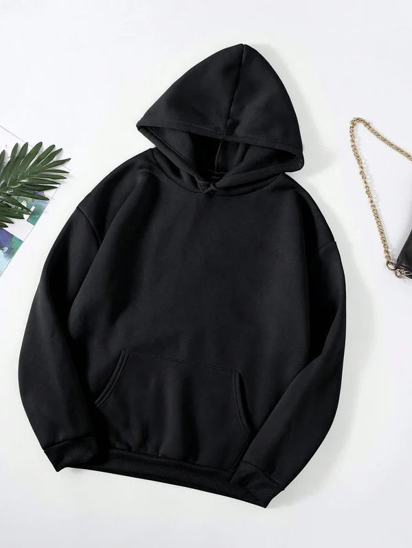 Black Plain Hoodie VELMO