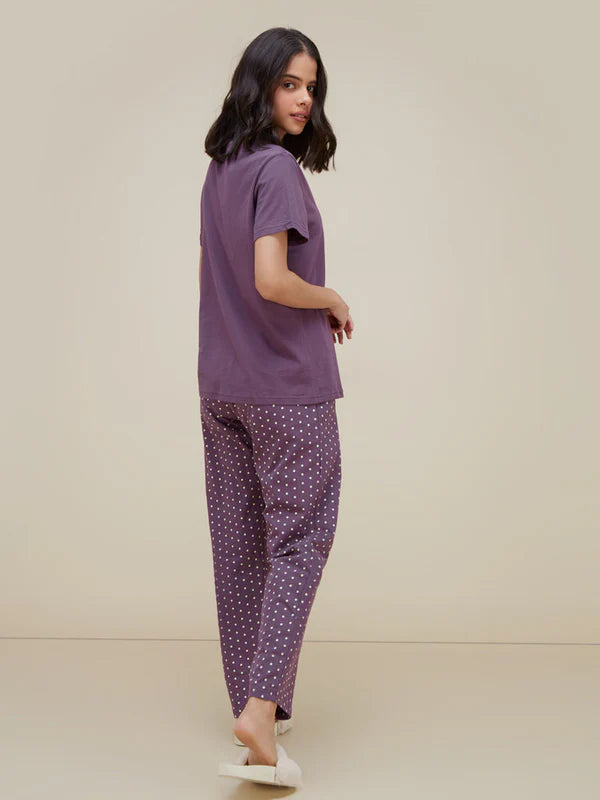 Purple Butterfly Printed Night Suit VELMO