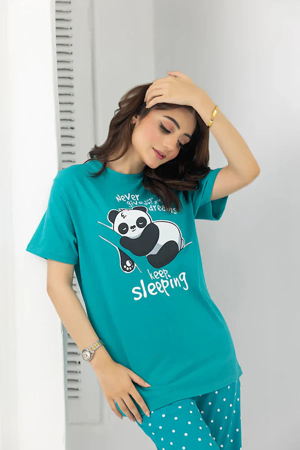 Never Give Up Printed Night suit VELMO