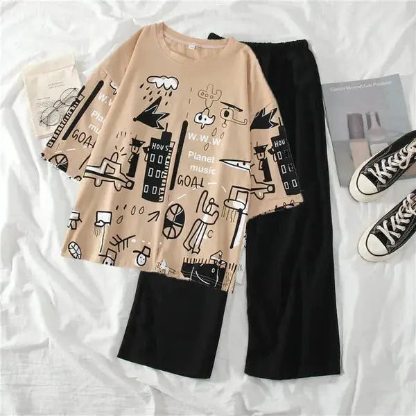 Creamy Funky Planet Night Suit VELMO