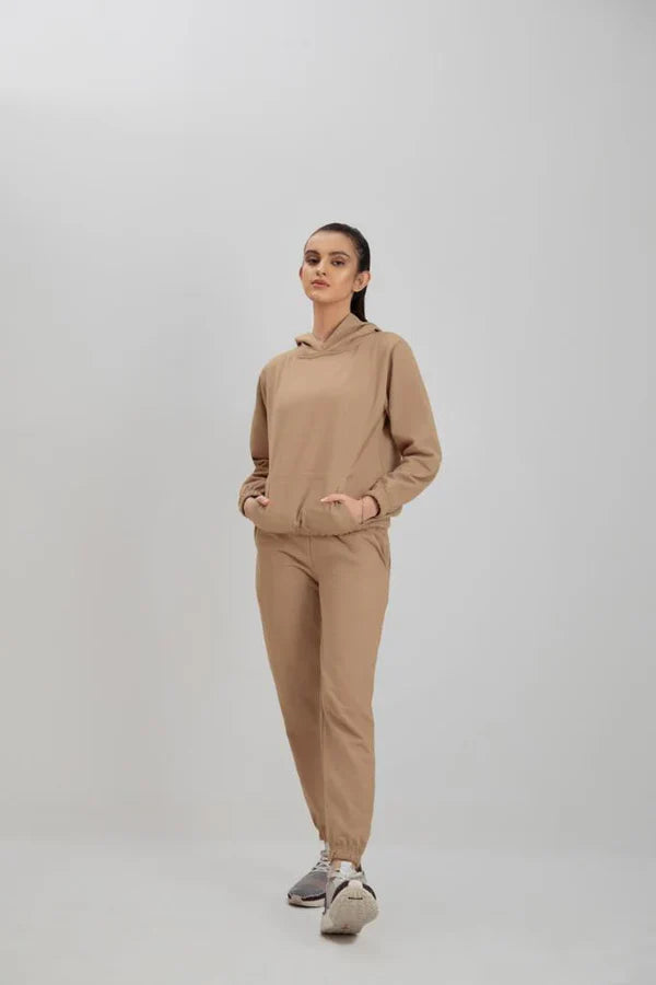 Cream Tracksuit With Warm Hoodie & pant