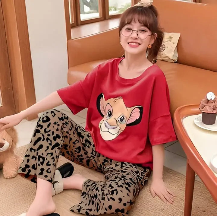 Red Tiger Printed Night Suit VELMO