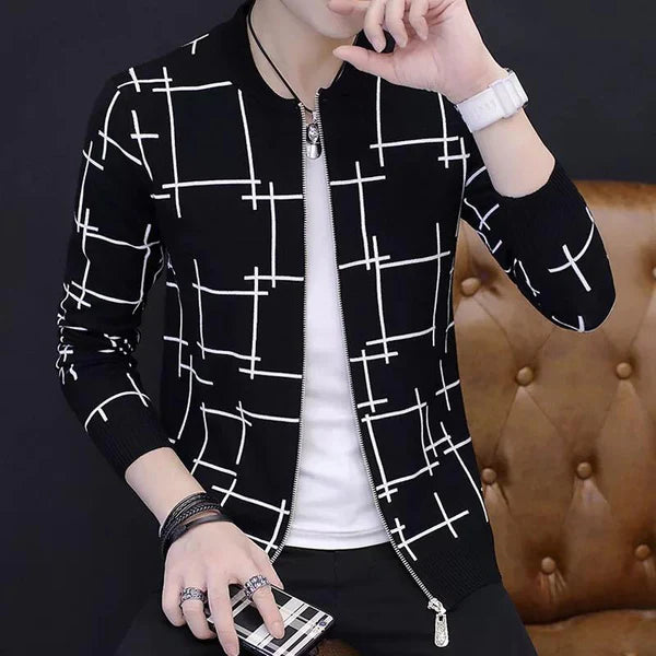 Black Printed Zipper Jacket VELMO
