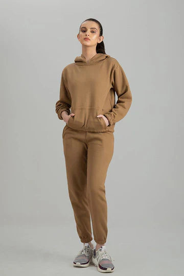 Camel Brown Tracksuit With Warm Hoodie & Pant