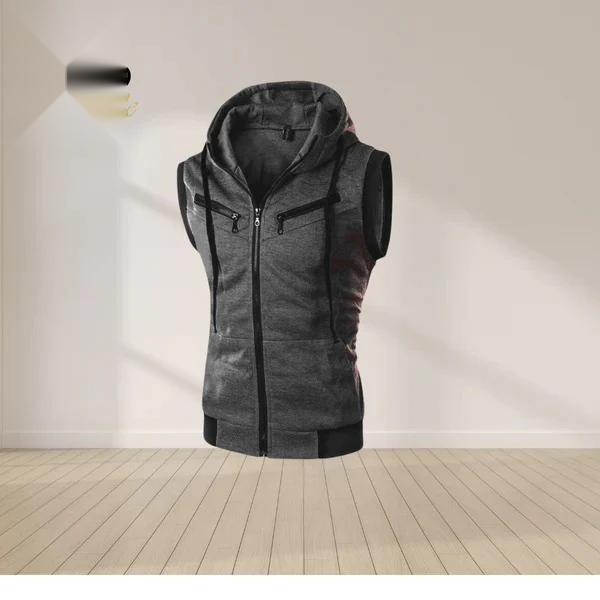 Charcoal Sleeveless Zipper hoodie
