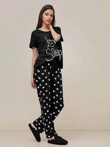 Black Love Sleep Printed Night Suit VELMO