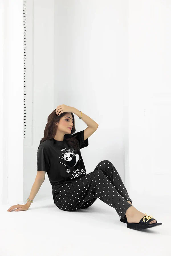 Black Never Give Up Night Suit VELMO