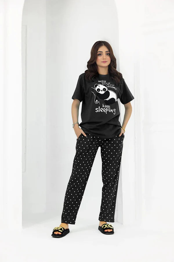 Black Never Give Up Night Suit VELMO