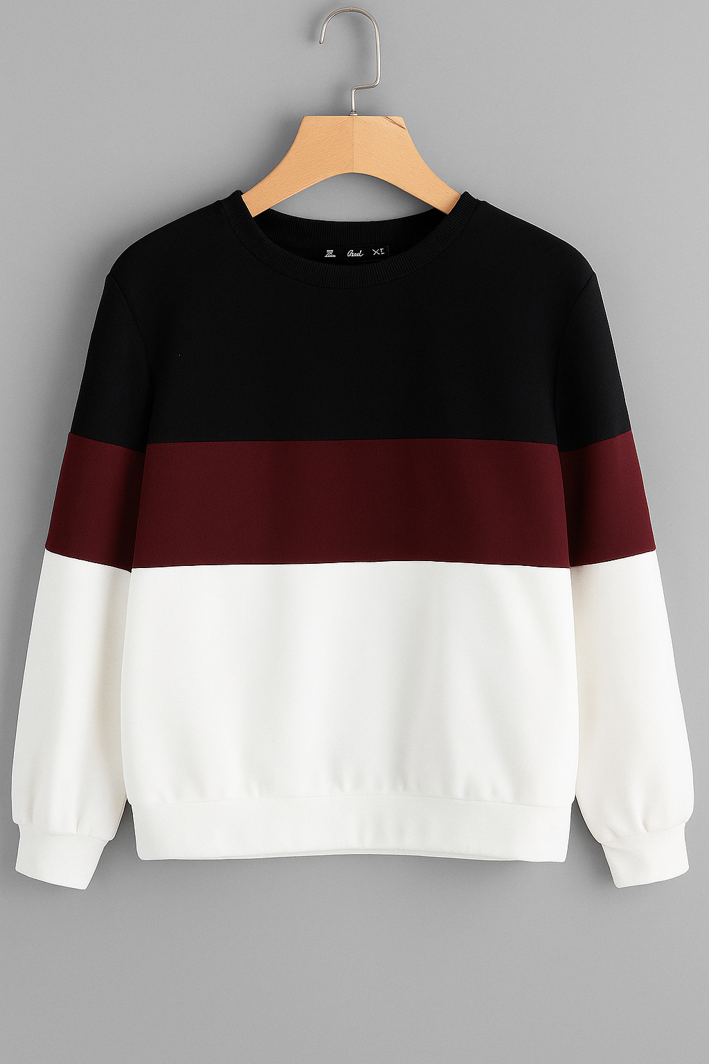Black Maroon & White Block SweetShirt